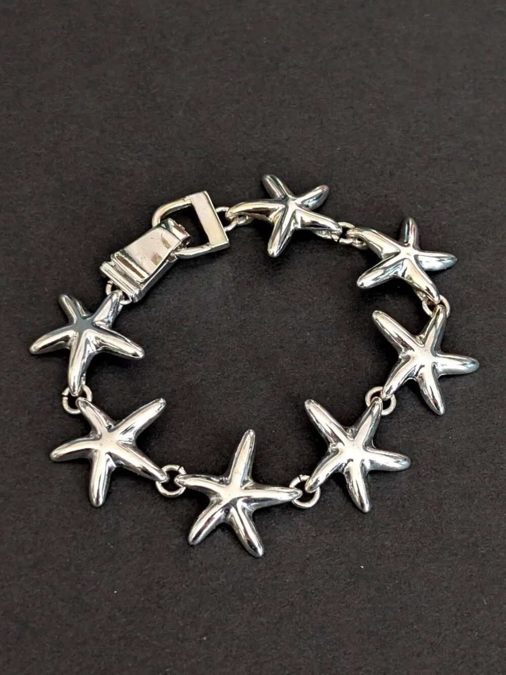 Silver starfish magnetic closure bracelet